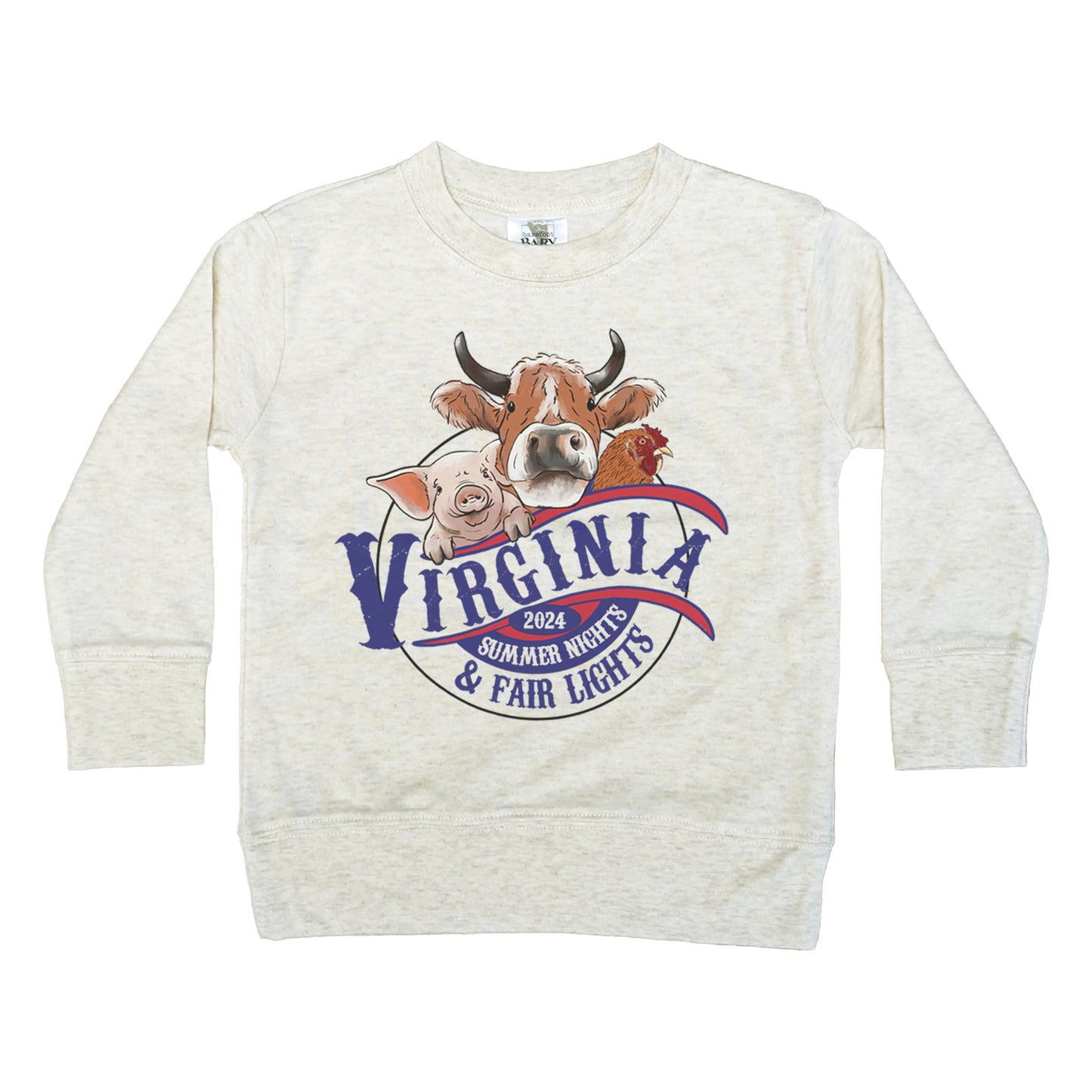 Retro Virginia State Fair Farm Animal Long Sleeve Fall Shirt for Kids