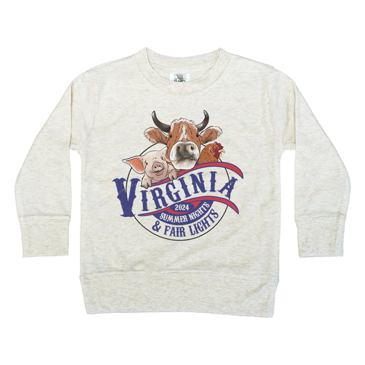 Retro Virginia State Fair Farm Animal Long Sleeve Fall Shirt for Kids