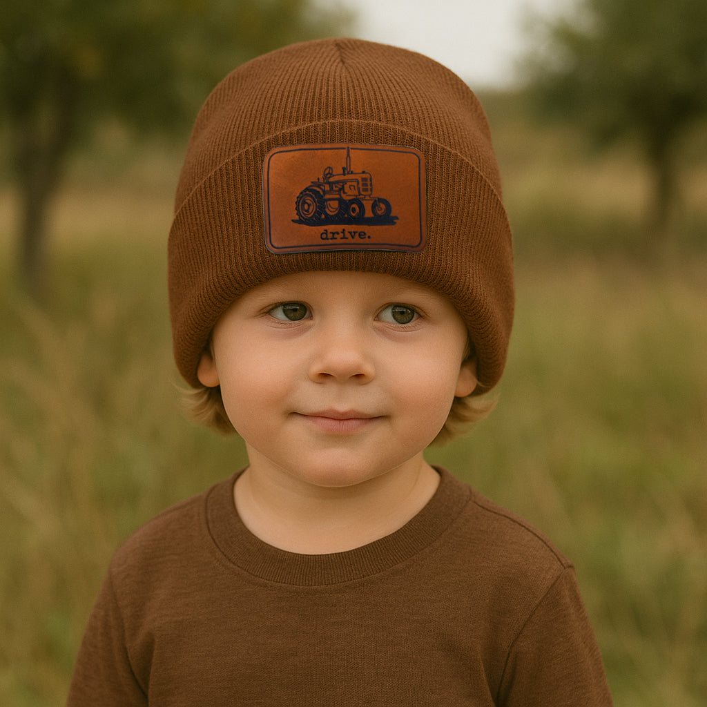 "Drive" Tractor Country Kid Beanie Hat | One Size Fits All | FOUR Color Options