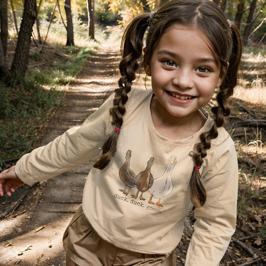 "duck. duck. goose" Toddler/Youth Beige Long Sleeve Shirt