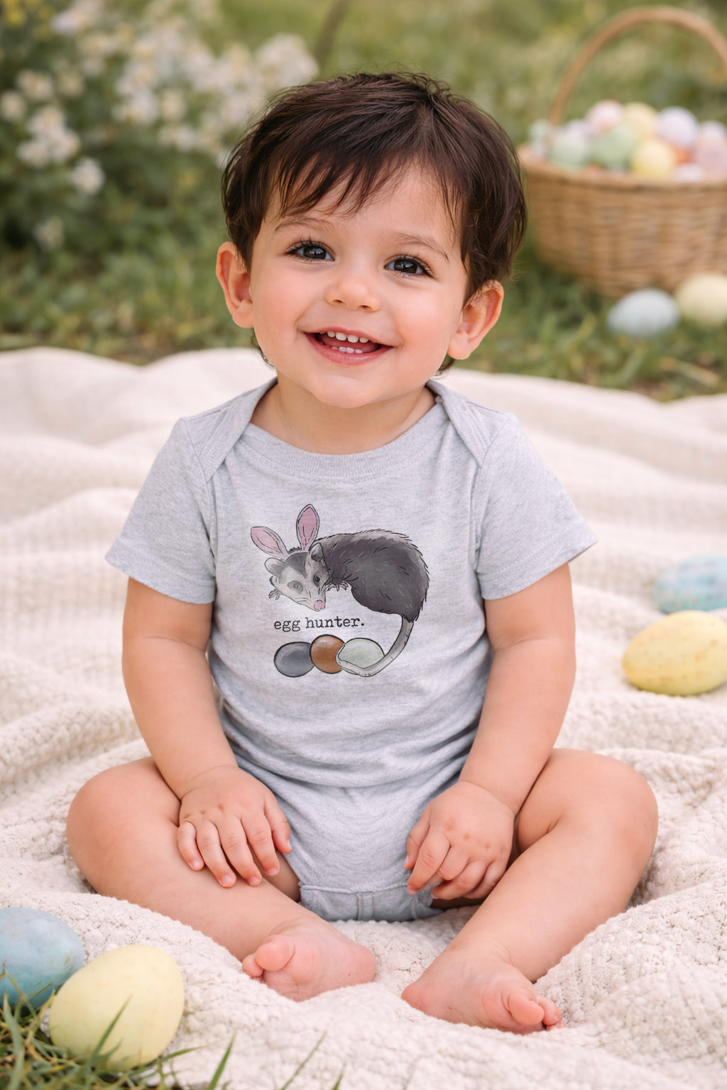 "Egg Hunter" Opossum Baby Body Suit
