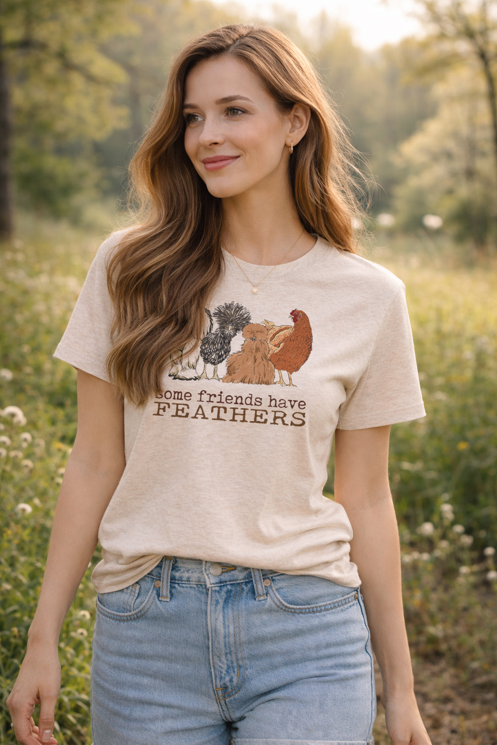 Adult "Some Friends Have Feathers" Chicken Tee or Long Sleeve Shirt