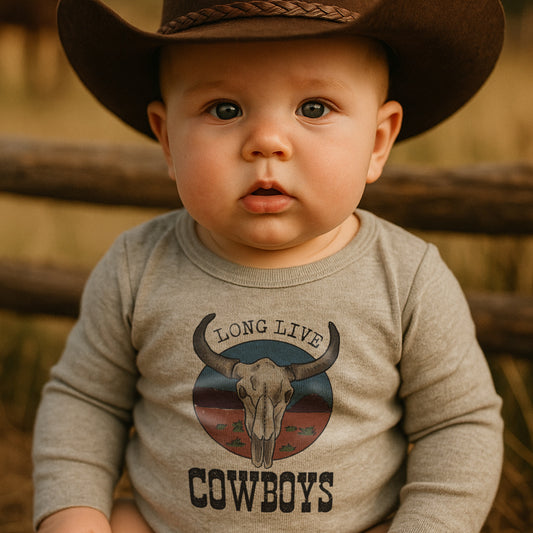 "Long Live Cowboys" Grey Body Suit | Western Line
