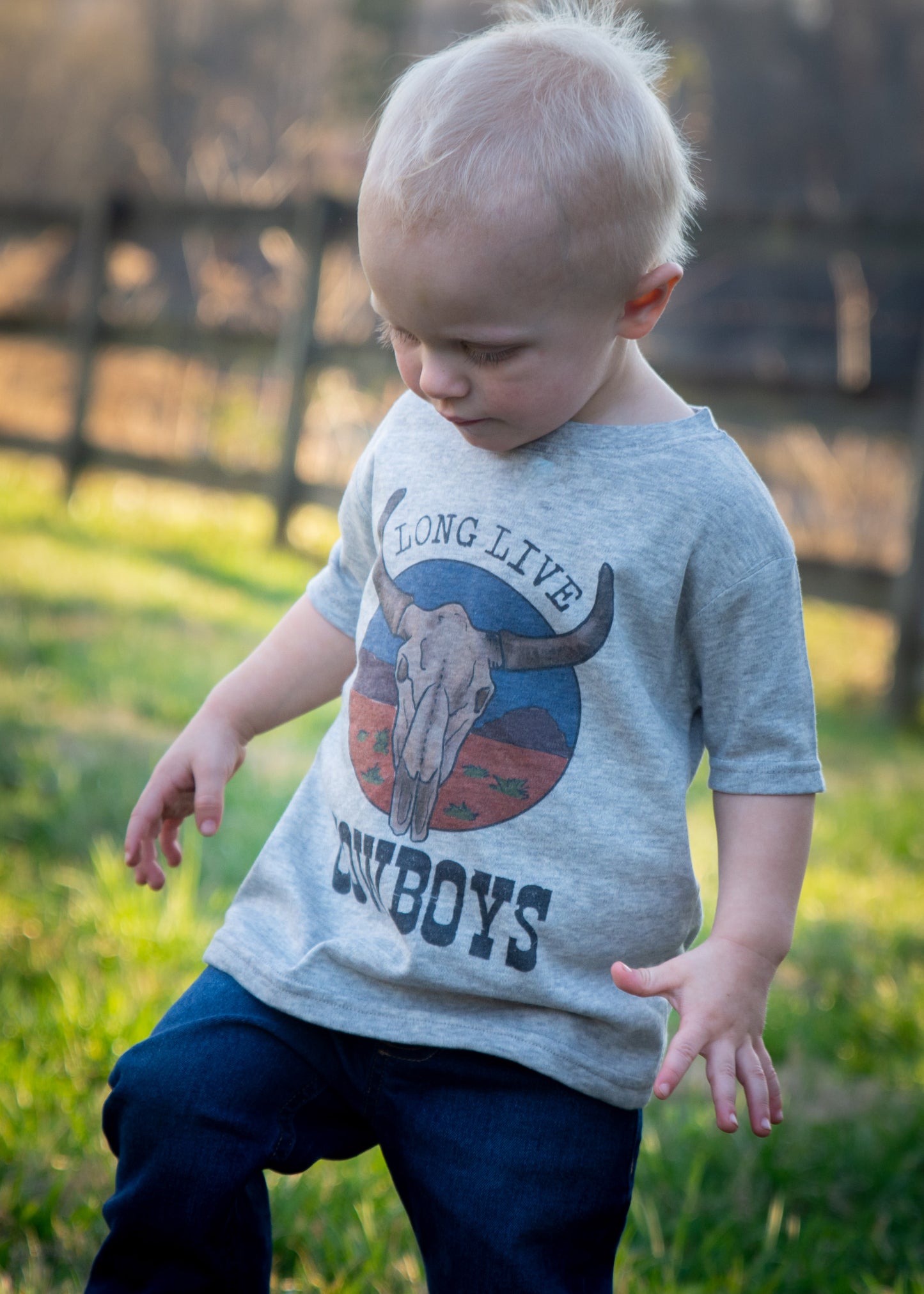 "Long Live Cowboys" Grey Long Sleeve Shirt | Western Line