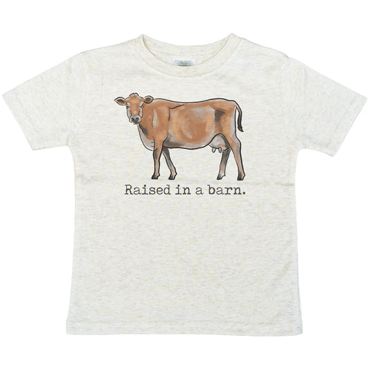 "Raised in a barn" Cow Tee