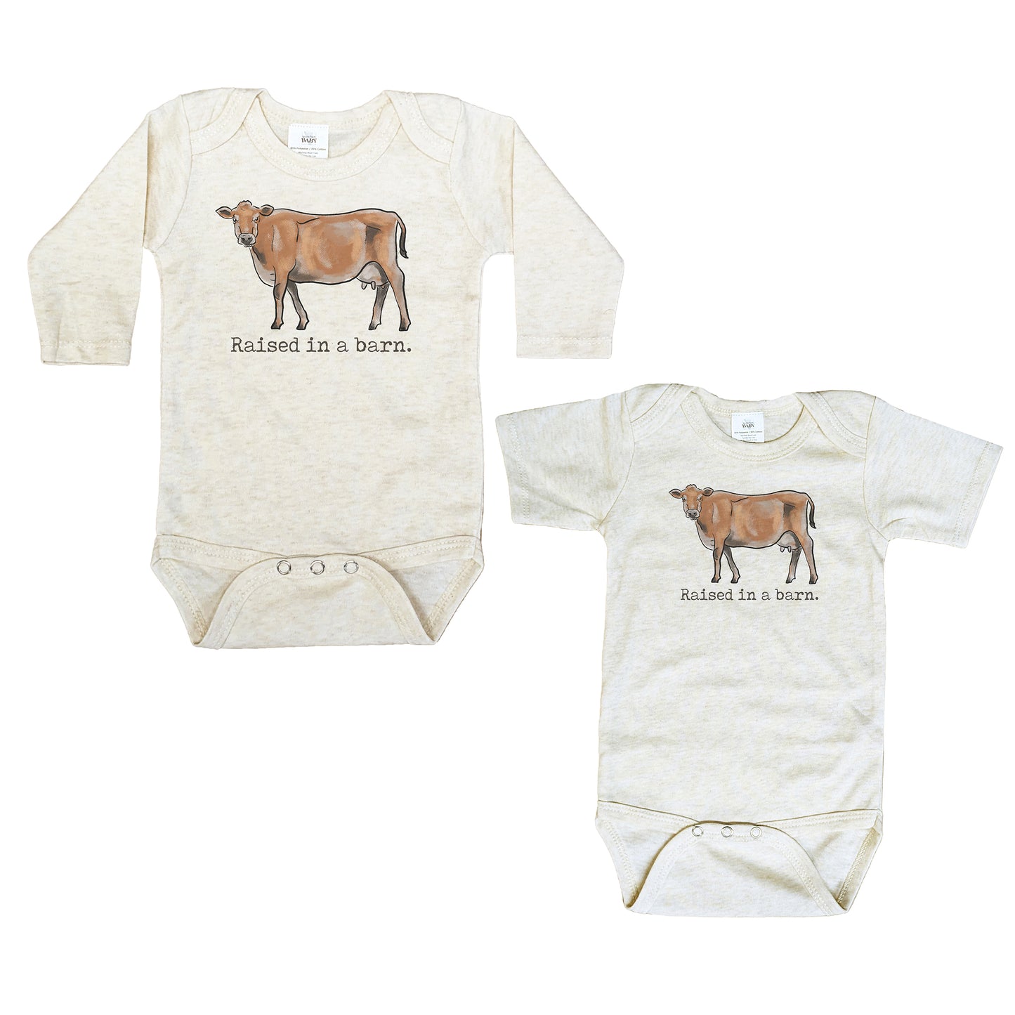"Raised in a barn" Cow Baby Body Suit