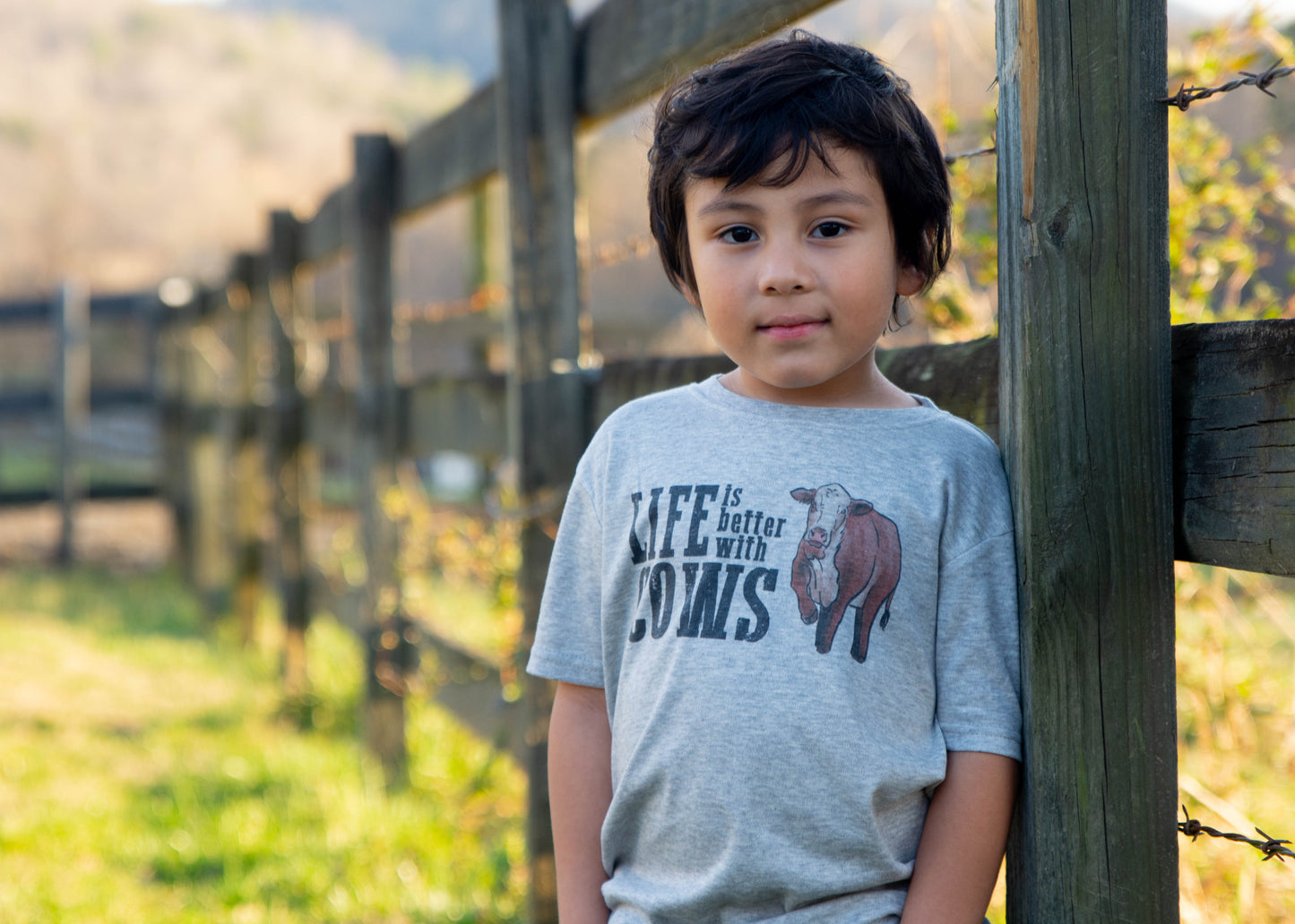 "Life is better with cows" Grey Long Sleeve Shirt | Western Line