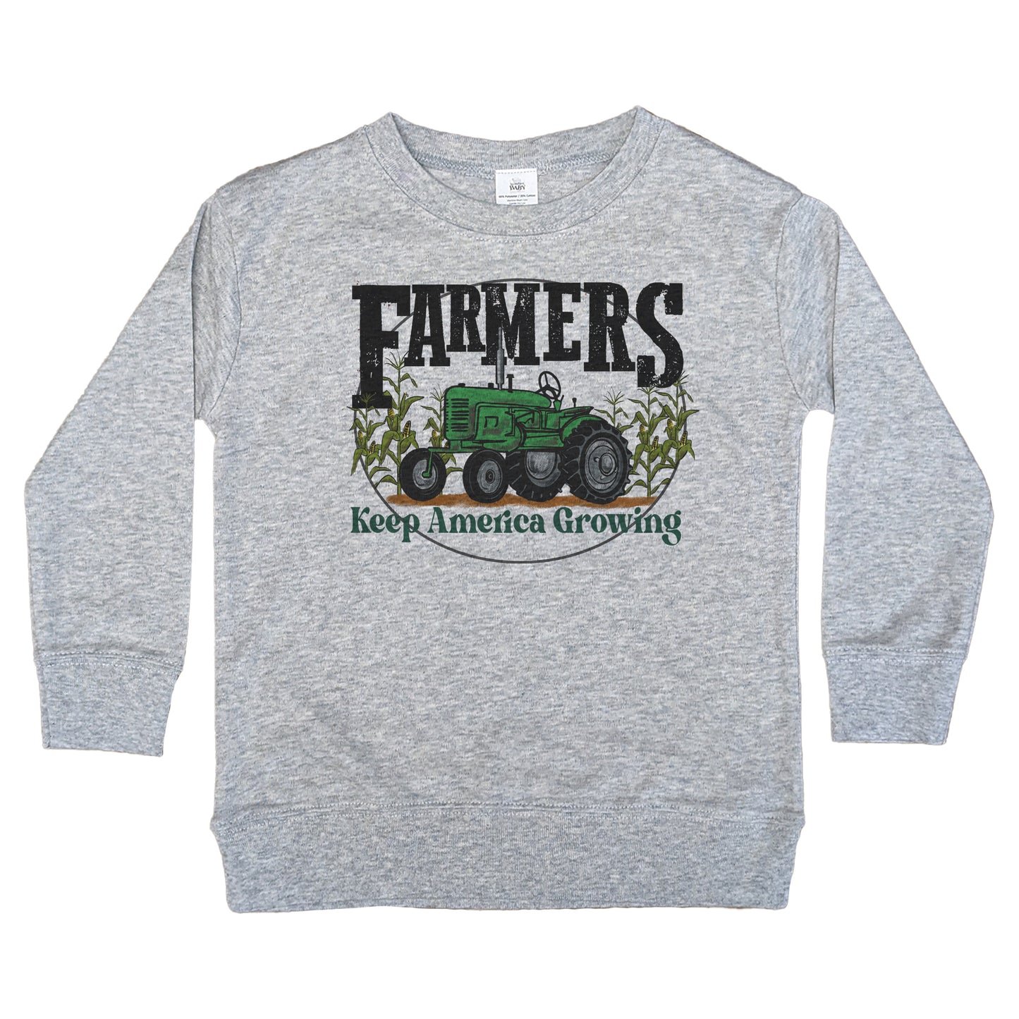 "Farmers keep America growing" Green Tractor Kid Long Sleeve