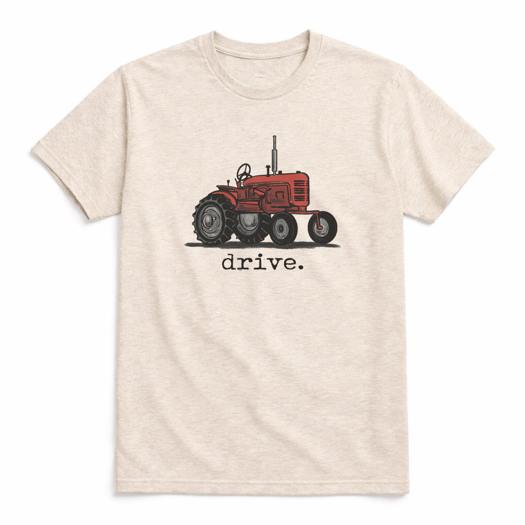 Adult "drive" Red Tractor Short or Long Sleeve Shirt