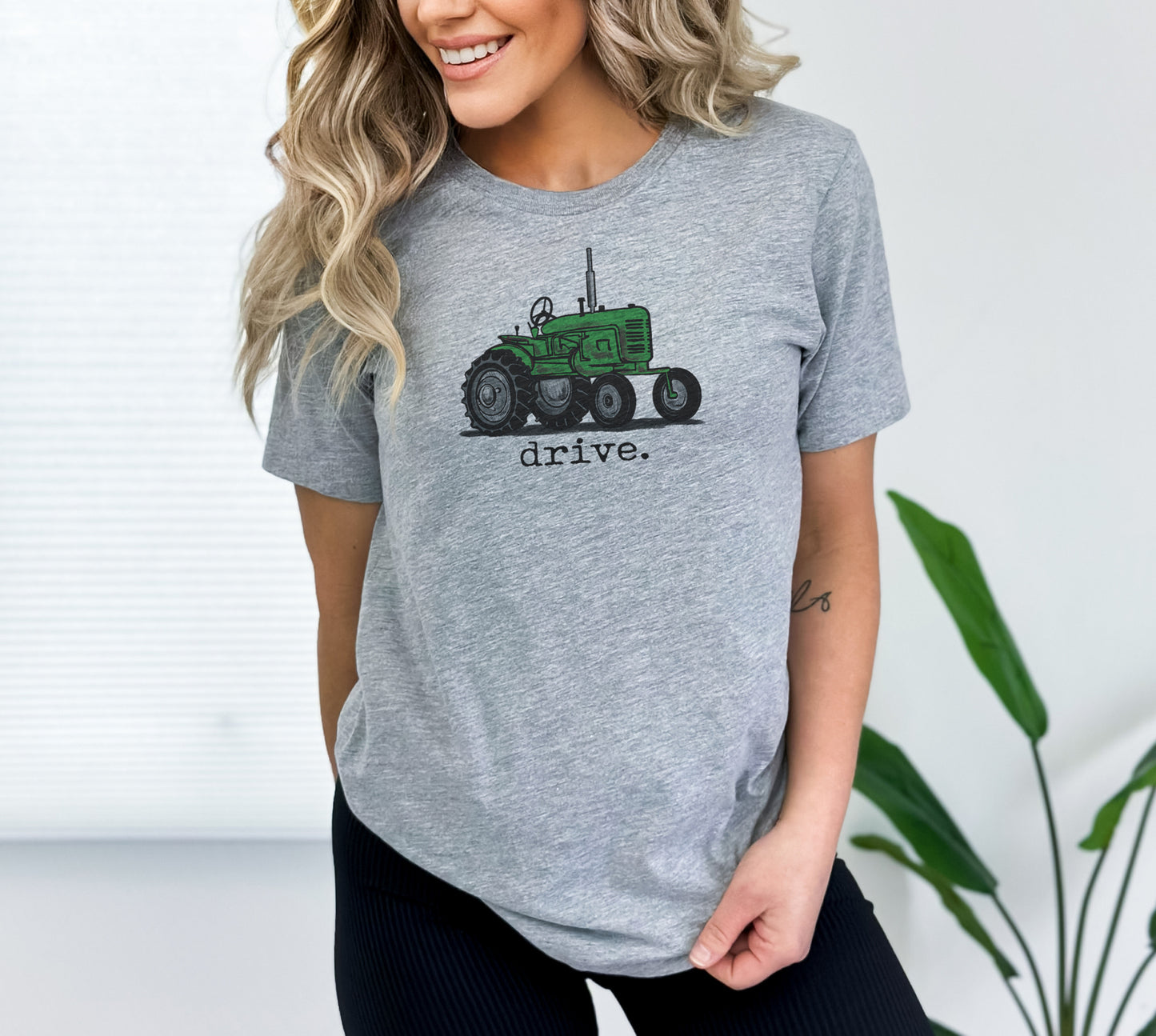 ADULT "drive" Green Tractor T-shirt