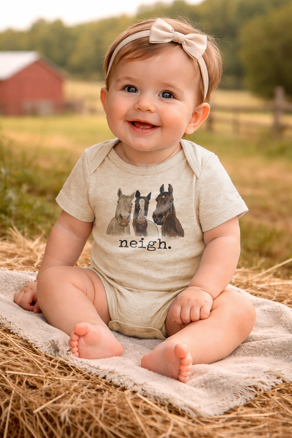 "Neigh" Three Horse Baby Body Suit