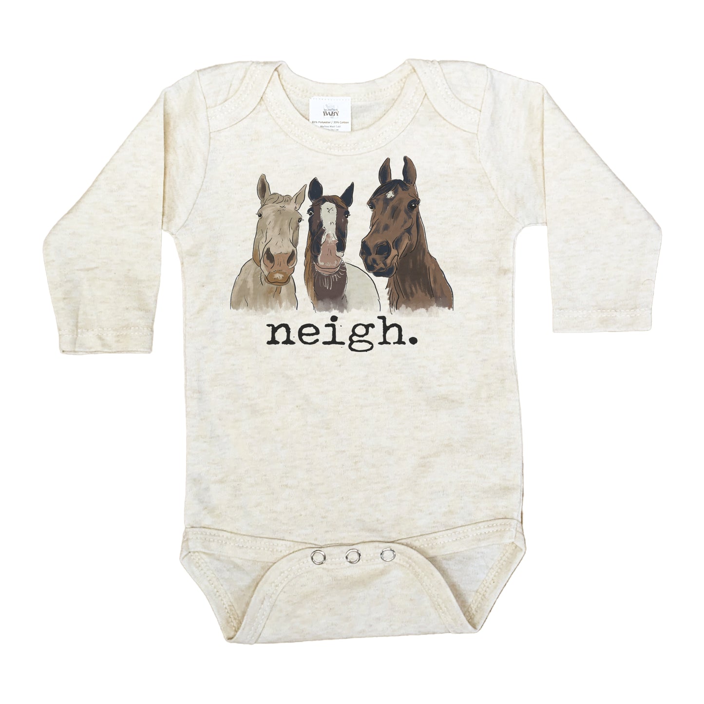"Neigh" Three Horse Baby Body Suit