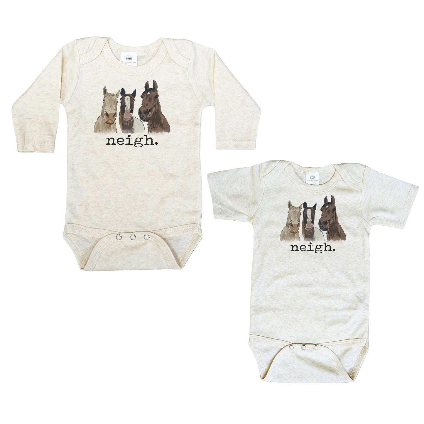"Neigh" Three Horse Baby Body Suit
