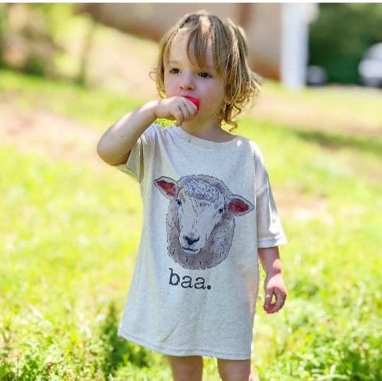 "baa" Sheep Beige Toddler/Youth Long Sleeve Shirt