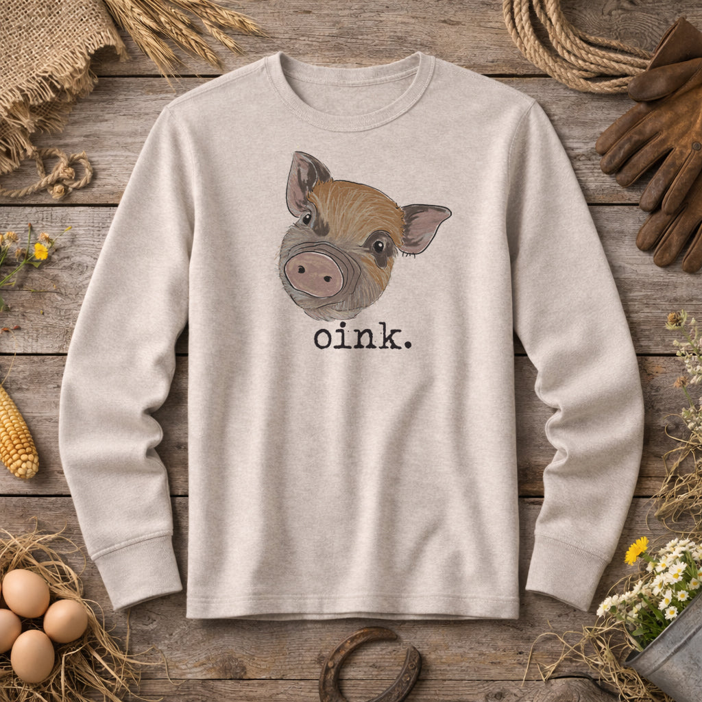 "Oink" pig Adult Tee or Long Sleeve Shirt