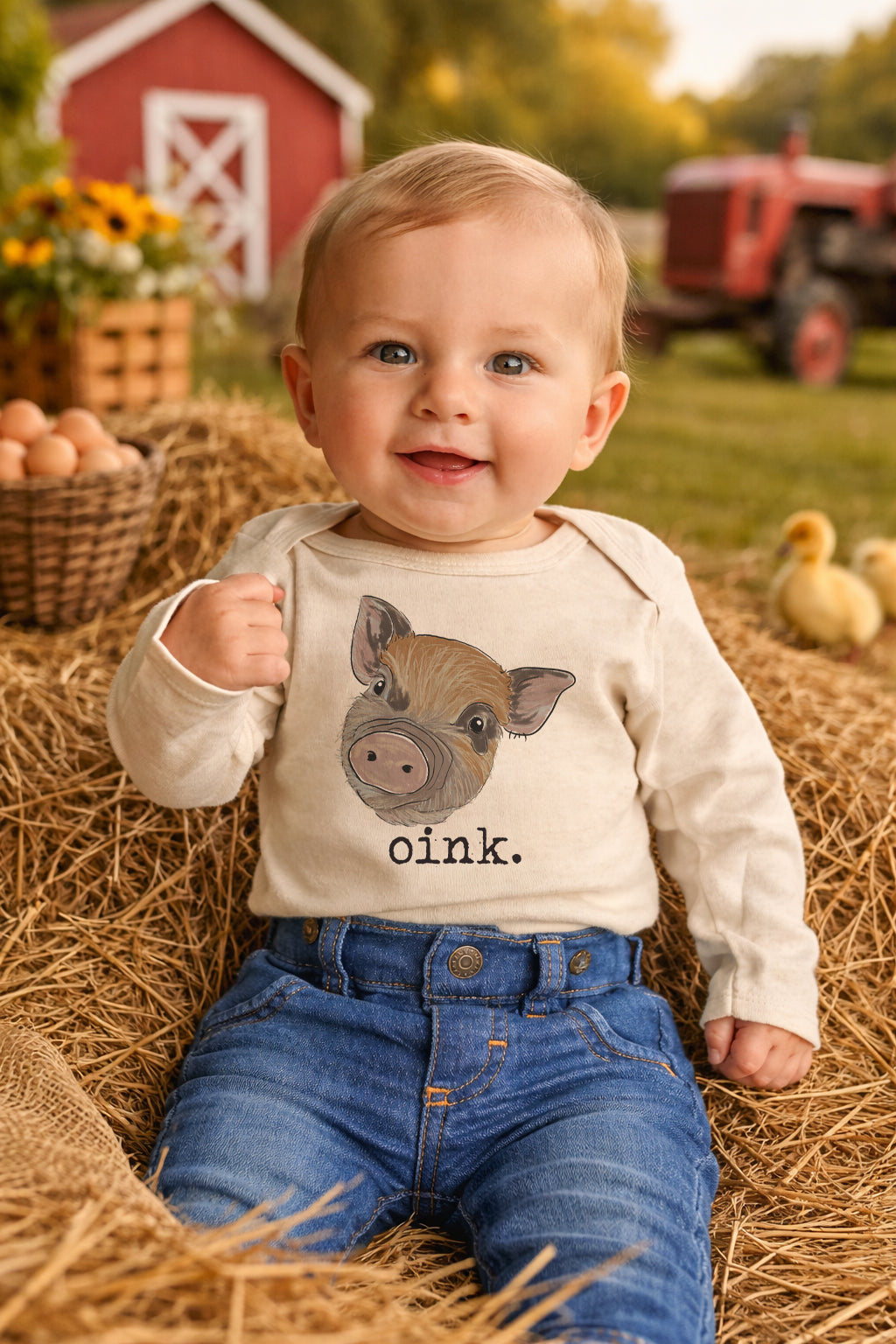 "Oink" Pig Baby Body Suit