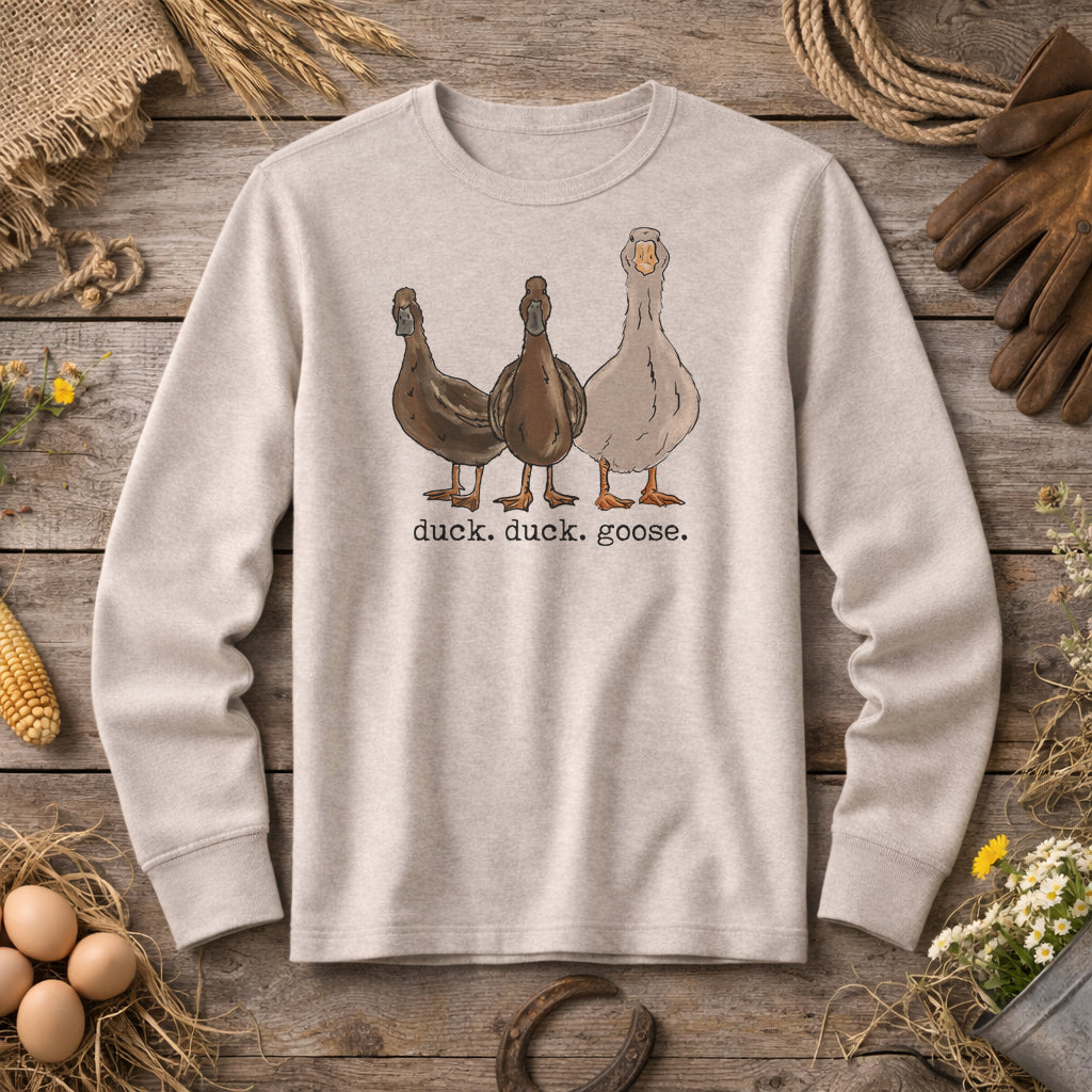 "duck. duck. goose" Funny Adult Farm Shirt