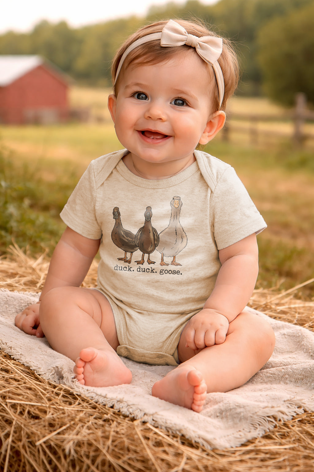"duck. duck. goose" Beige Baby Body suit
