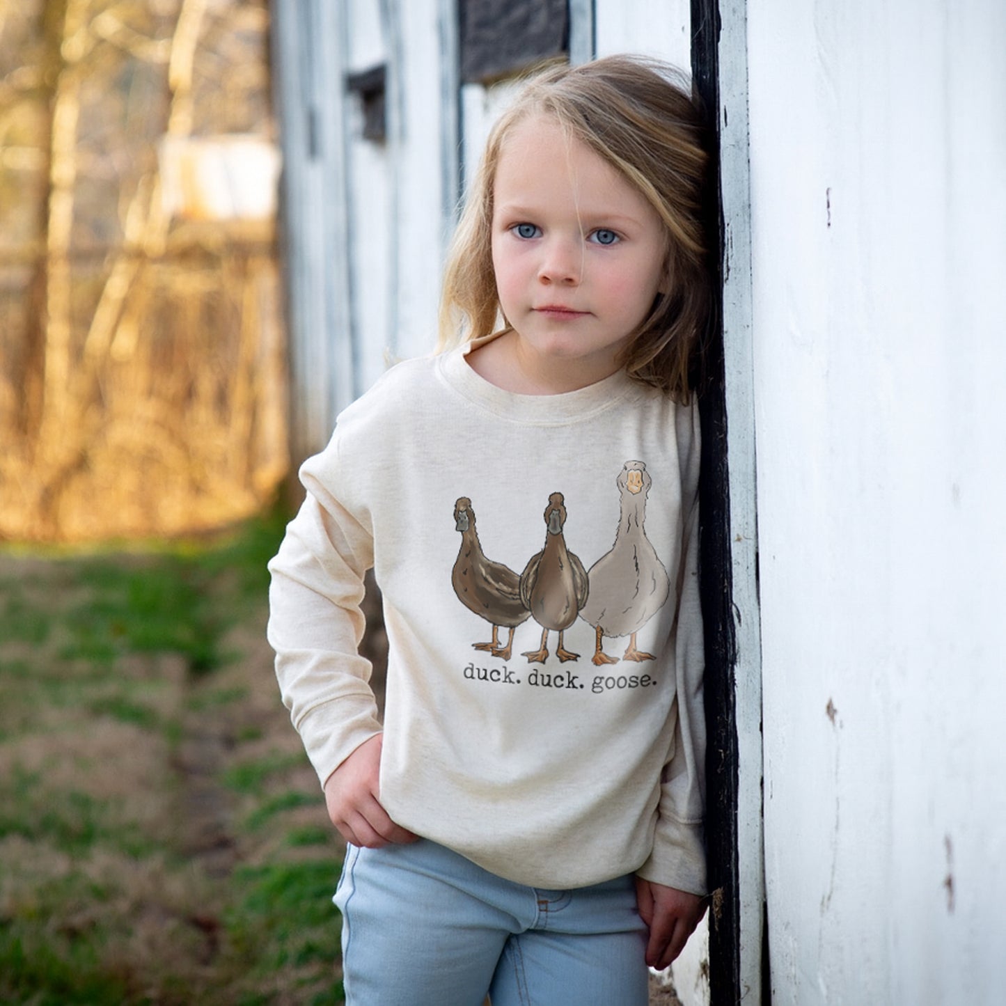 "duck. duck. goose" Toddler/Youth Beige Long Sleeve Shirt