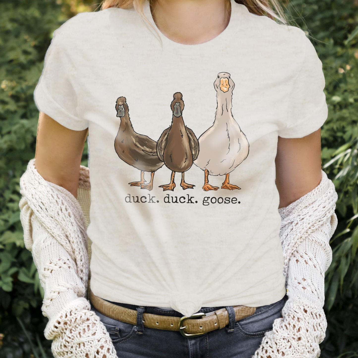 "duck. duck. goose" Funny Adult Farm Shirt