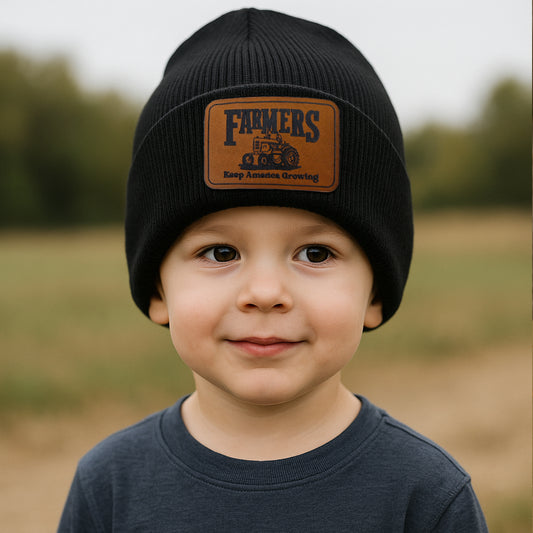 "Farmers Keep America Growing" Rural Living Country Kid Beanie Hat | One Size Fits All | FOUR Color Options