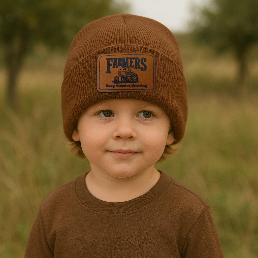 "Farmers Keep America Growing" Rural Living Country Kid Beanie Hat | One Size Fits All | FOUR Color Options