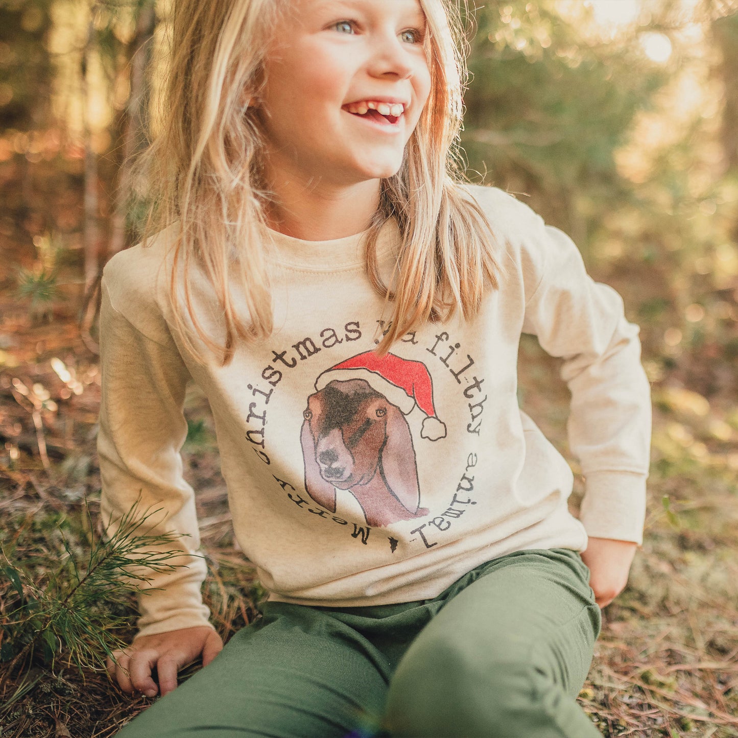 "Filthy Animal" Country Western Goat Kid Long Sleeve tee