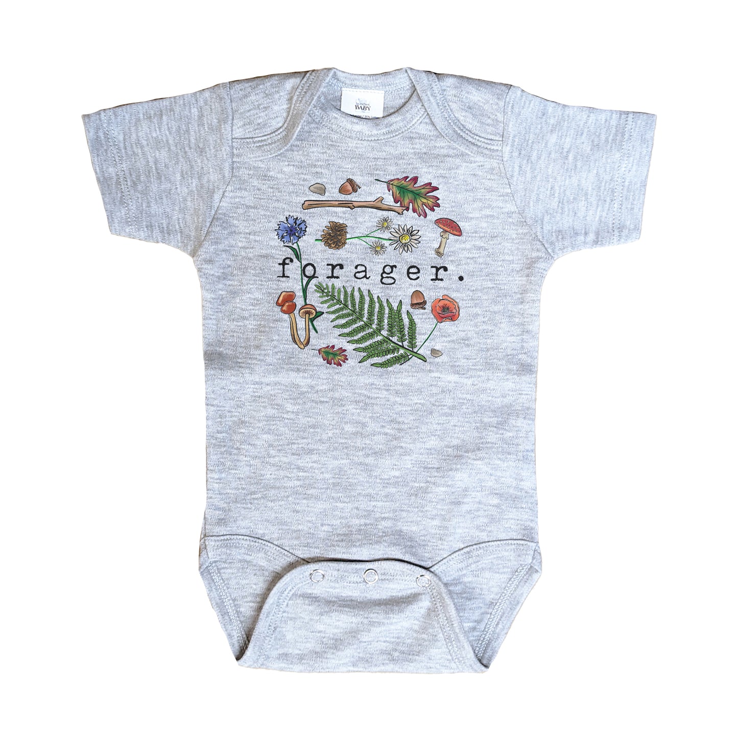 "Forager" Nature Baby Hiking GREY Body Suit