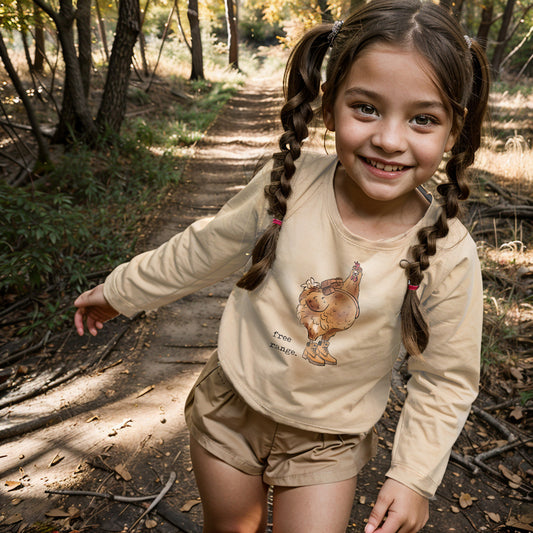 "Free Range" Hiking Chicken Long Sleeve Shirt for Kids