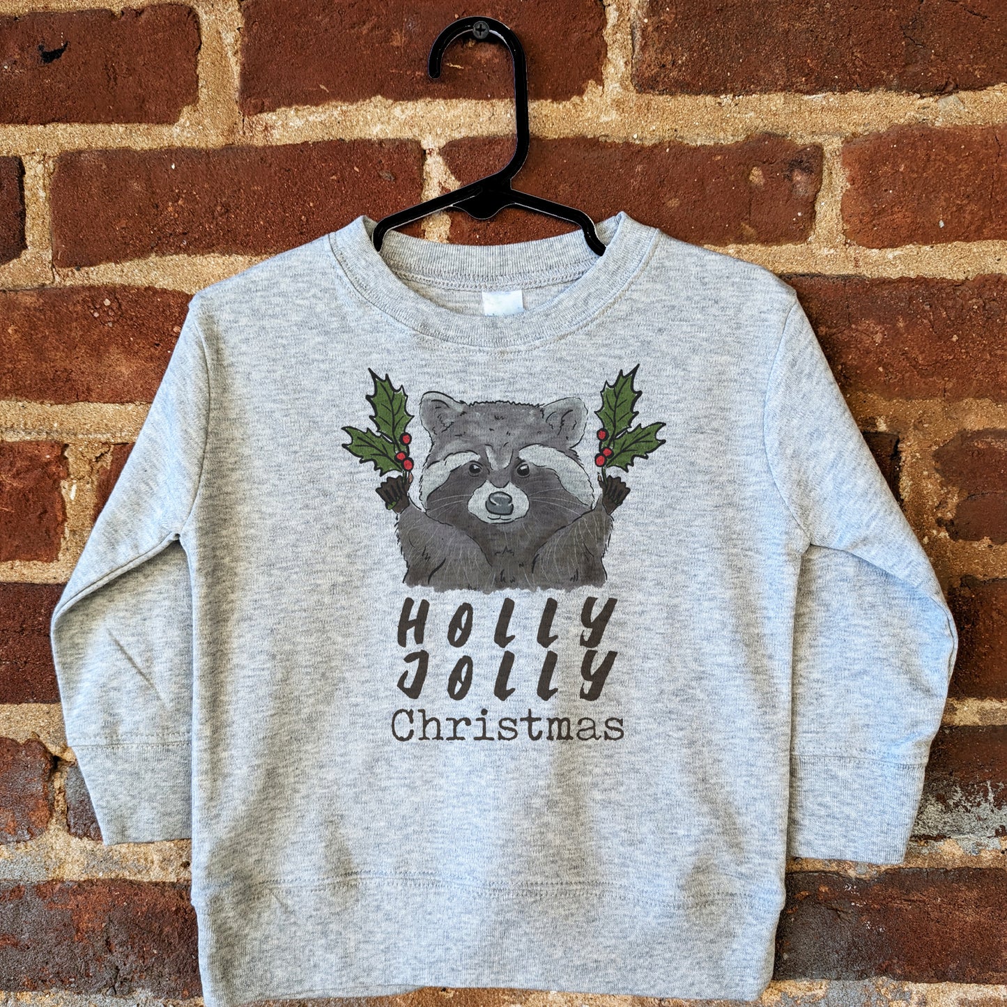 "Have a Holly Jolly Christmas" Woodland Raccoon Holiday Long Sleeve Shirt