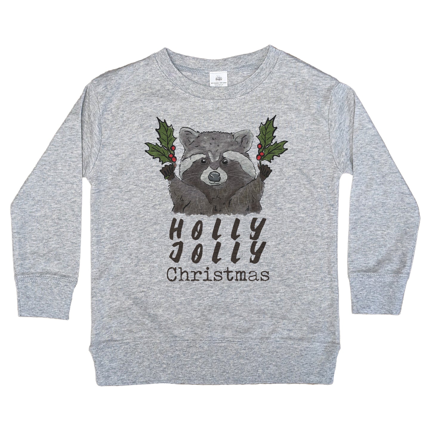 "Have a Holly Jolly Christmas" Woodland Raccoon Holiday Long Sleeve Shirt