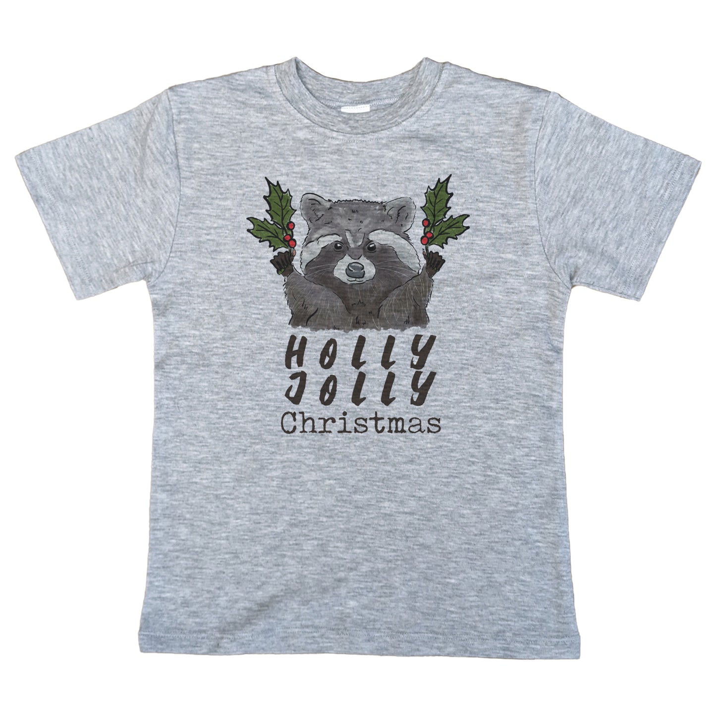 "Have a Holly Jolly Christmas" Woodland Raccoon Holiday Kid Tee