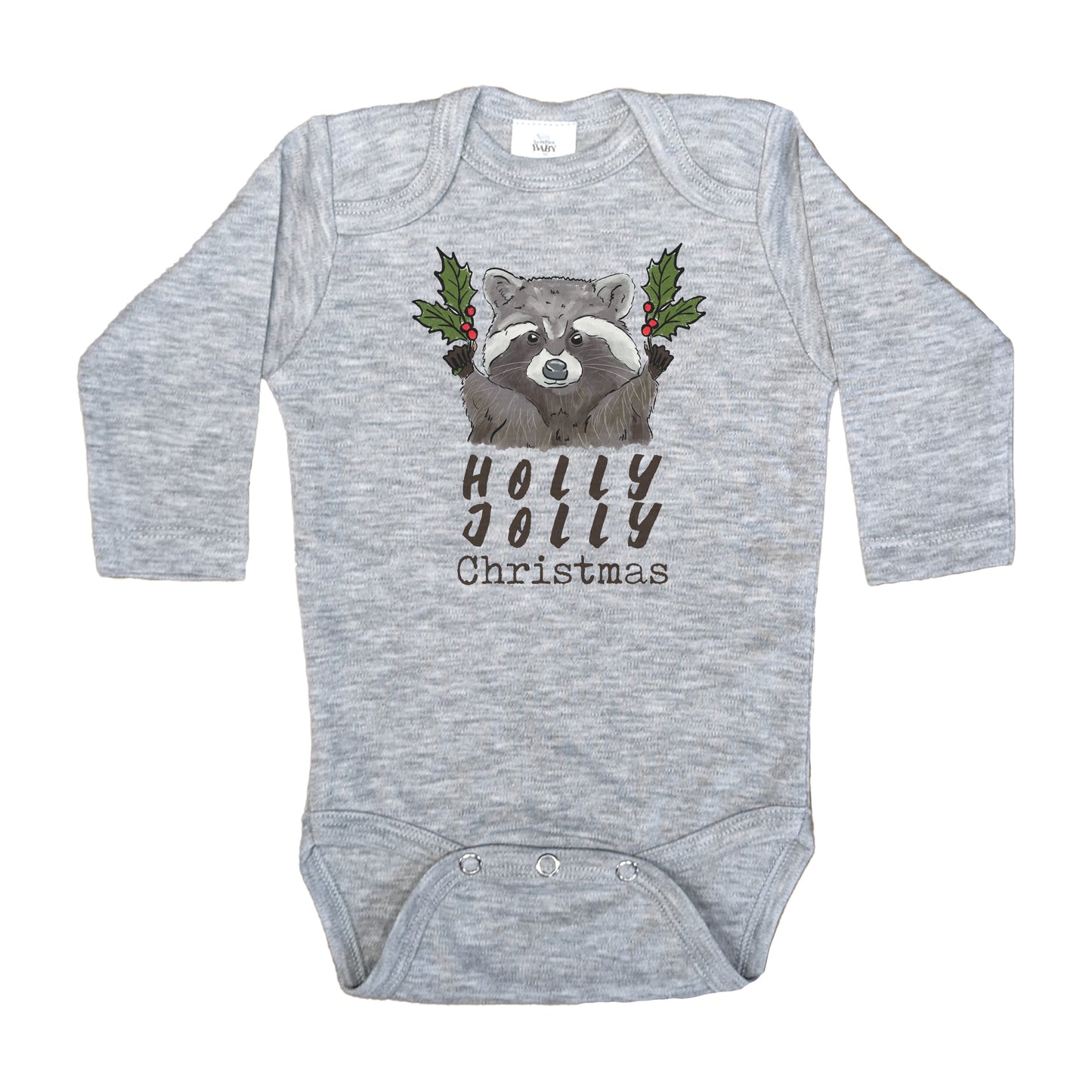 "Have a Holly Jolly Christmas" Woodland Raccoon Baby Body Suit