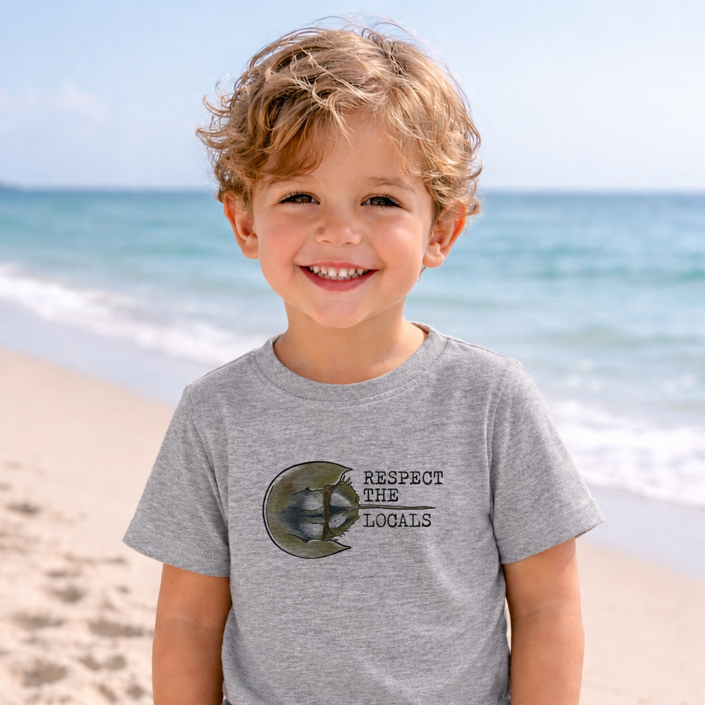 "Respect the Locals" Grey Beach Kid Horseshoe Crab Tee Shirt