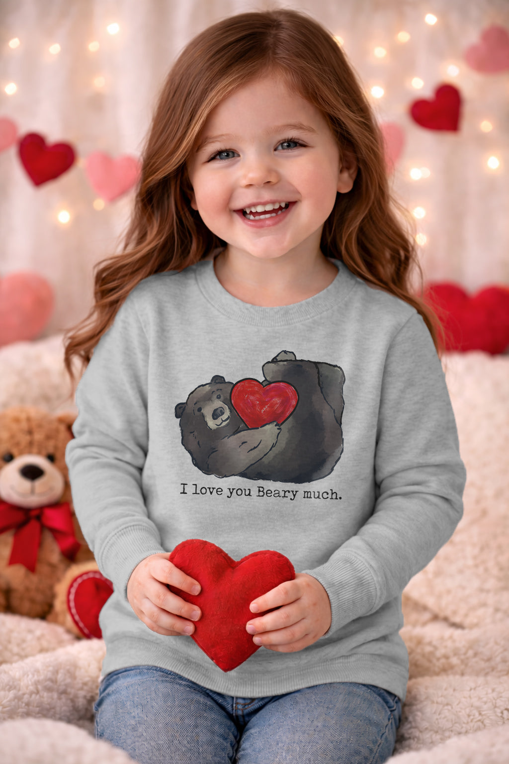 "I love you Beary much" Valentine's Day Baby Bear Long Sleeve shirt for Kids