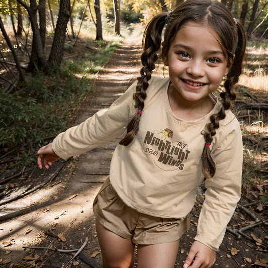 "My Nightlight has Wings" Beige Long Sleeve T-shirt