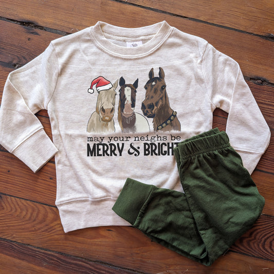 "May Your Neighs be Merry and Bright" Christmas Horse Pajama Set