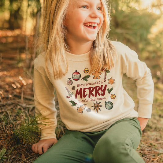 "Have yourself a MERRY little Christmas" Vintage Inspired Holiday Long Sleeve for Kids