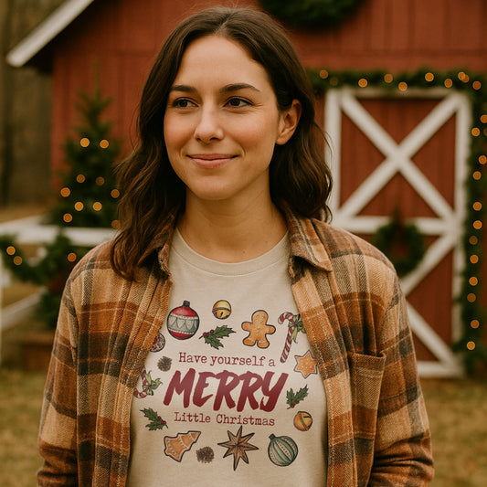 "Have yourself a MERRY little Christmas" Vintage Inspired Holiday Tee for Adults