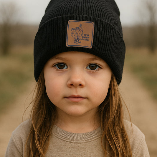 "Free Range Chicken" Kid Beanie Toboggan Winter Hat | 4 Colors