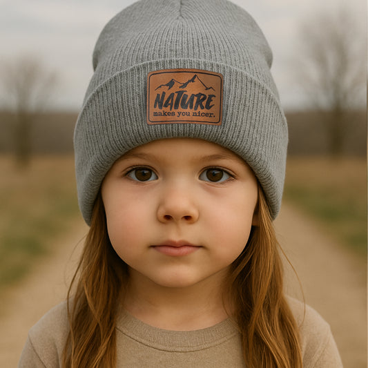 "Nature Makes you nicer" Nature Lover Hiking Beanie Hat | One Size Fits All | FOUR Color Options