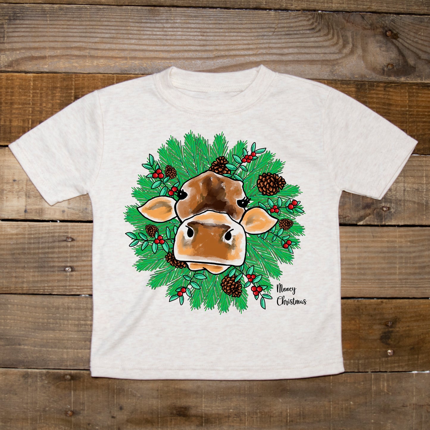 "Mooey Christmas" Country Western Cow Kid tee