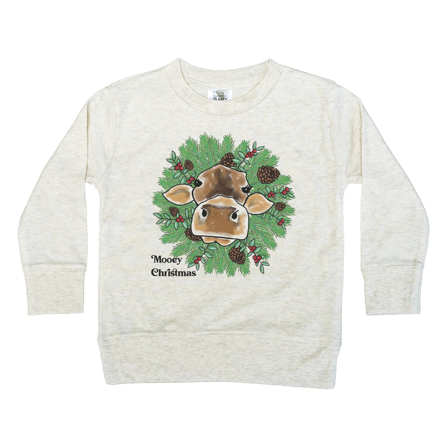 "Mooey Christmas" Country Western Cow Kid Long Sleeve tee
