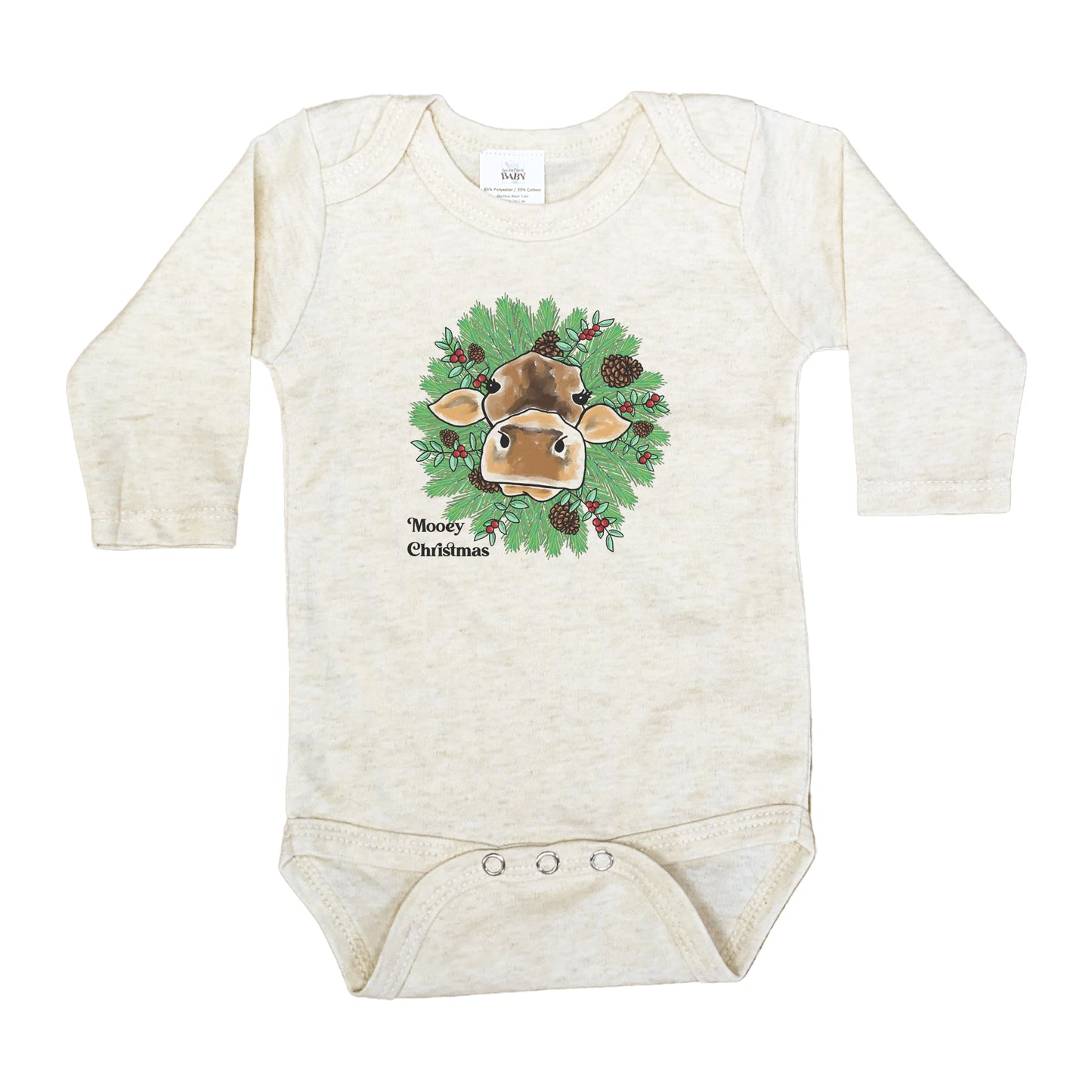 "Mooey Christmas" Country Western Cow Baby Body Suit