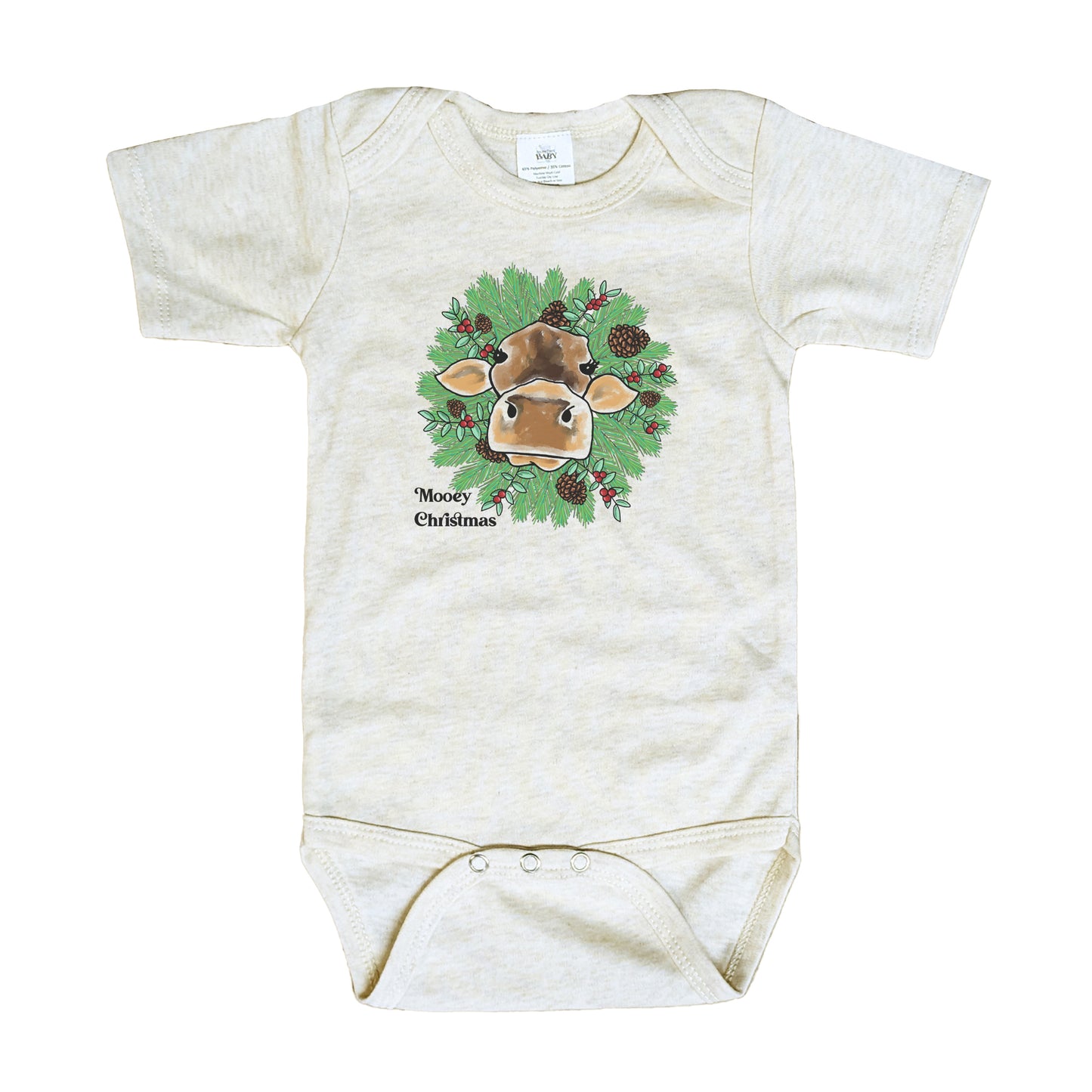"Mooey Christmas" Country Western Cow Baby Body Suit