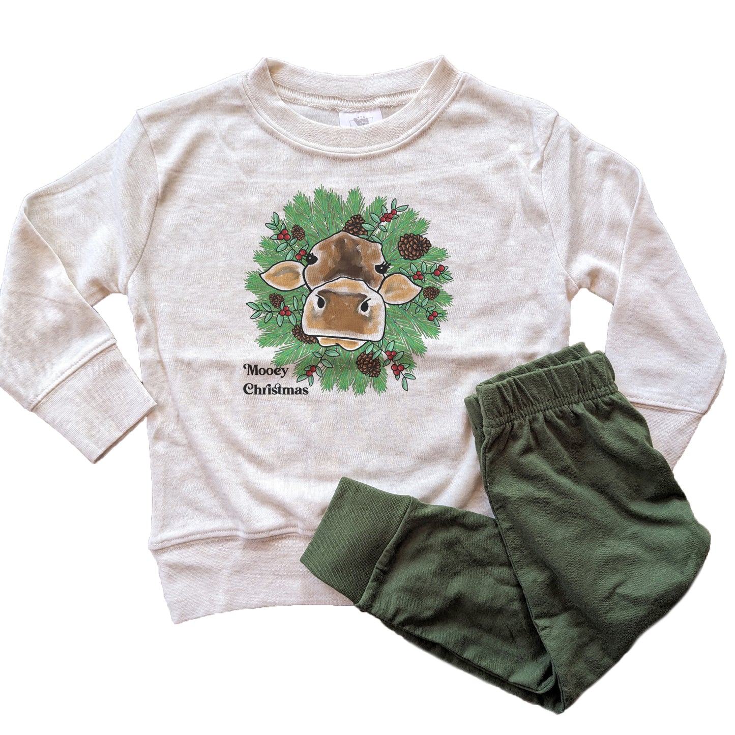 "Mooey Christmas" Holiday Sleep N' Play Set | Ages 2T-5T Includes Shirt & Joggers