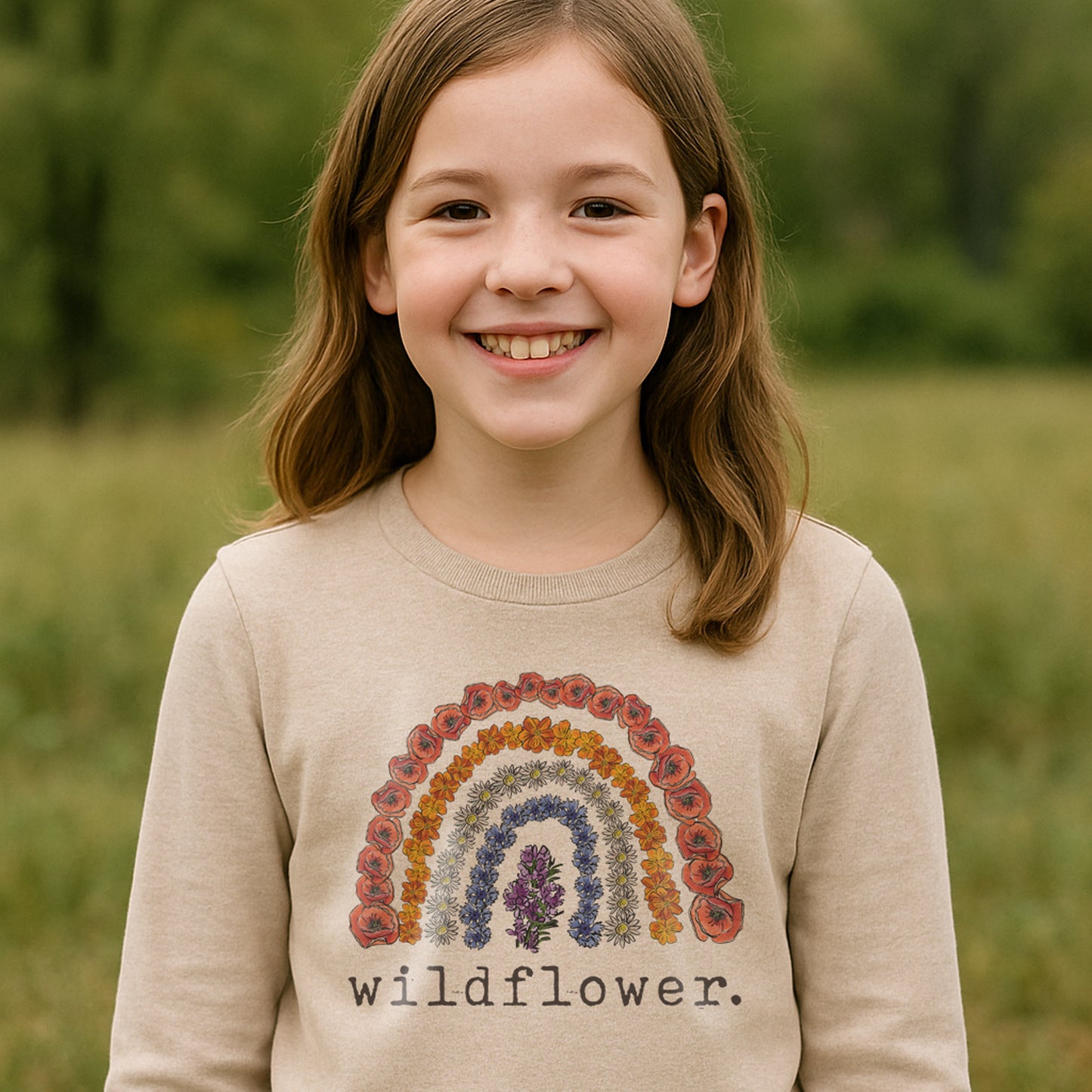 "Wildflower" Nature Loving Hiking Outdoor Kid Long Sleeve Shirt