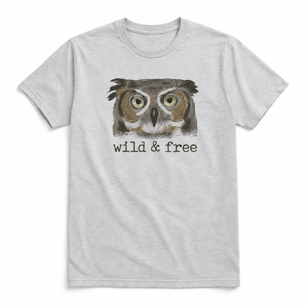 Adult "Wild & Free" Woodland Owl Shirt