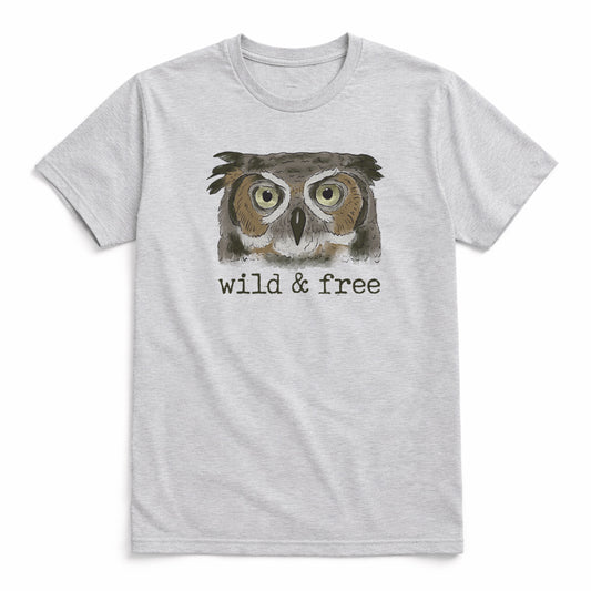 Adult "Wild & Free" Woodland Owl Shirt