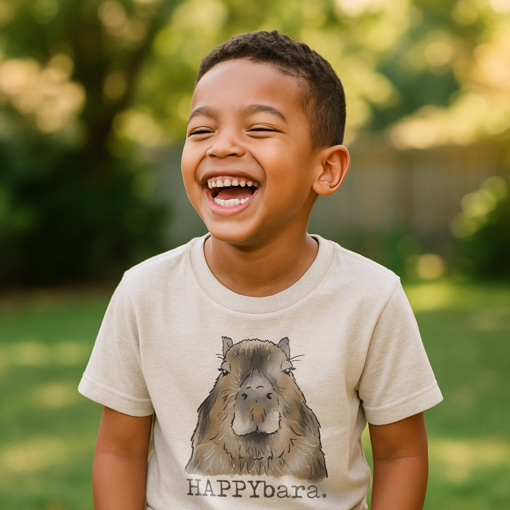 "HAPPYbara" Capybara Quirky Beige Toddler/Youth Tee
